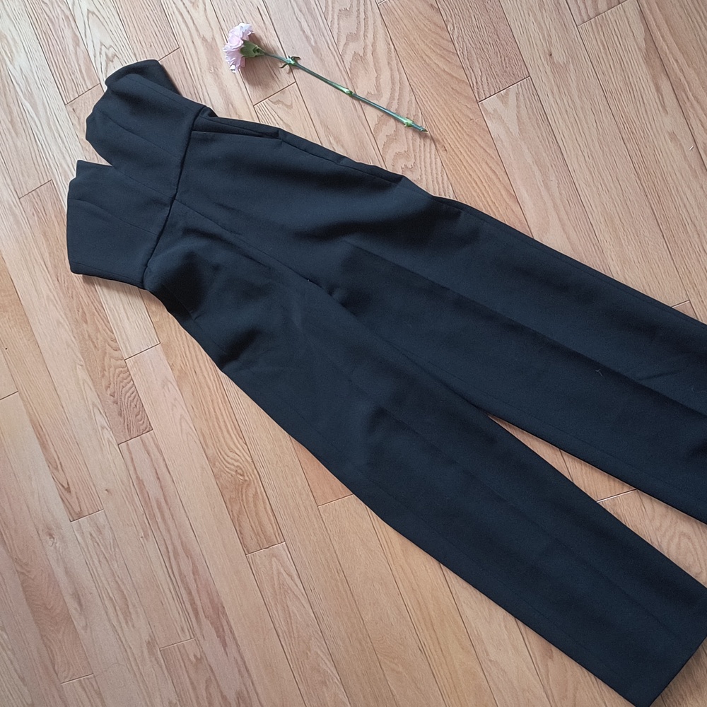 BABATON Fire Jumpsuit Black Wide  Leg Power Romper Strapless 00 Aritzia